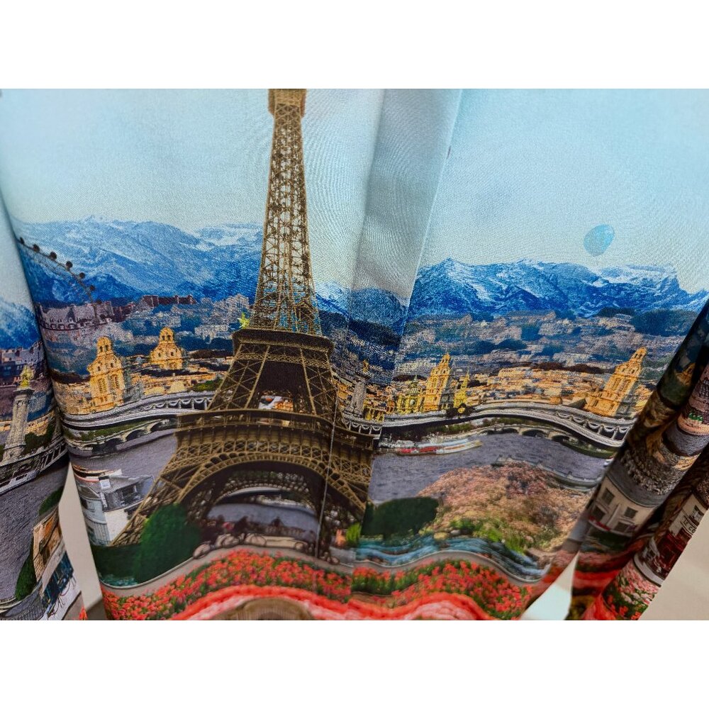 Alice + Olivia Willa Eiffel Tower Emily in Paris Shirt Blouse Silk Floral XS - Picture 9 of 16